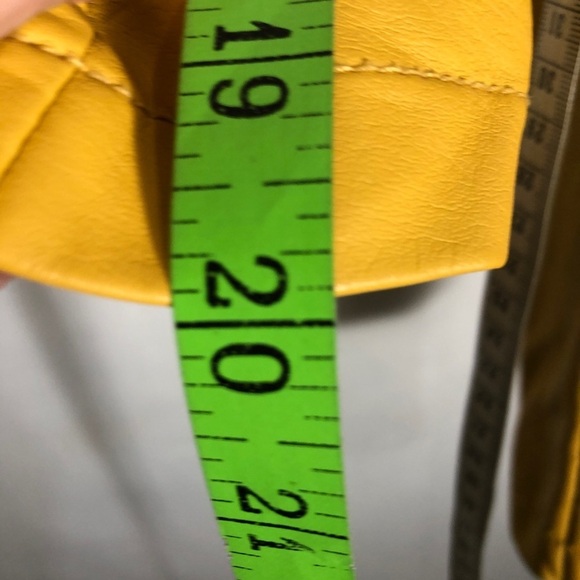 Womens Yellow Faux Leather Jacket. Size 16” pit to pit (Small). - Picture 4 of 9